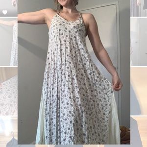 Long floral flowy dress with lace detail